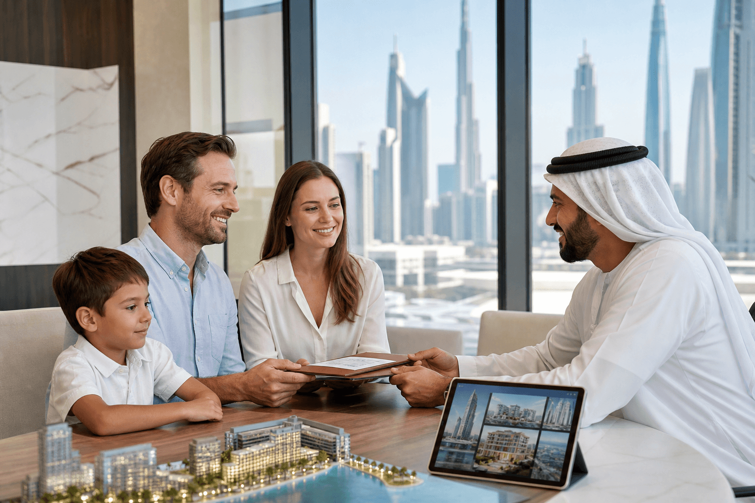 Real estate consultant assisting an investor with residency documentation